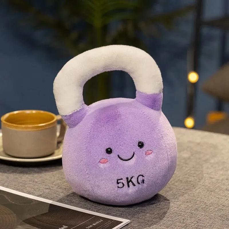 20/23cm Cute Kettle-bell Dumbbell Plush Pillow Stuffed Smiling Face Fitness Sports Equipment Plushie Home Decor Men Gift
