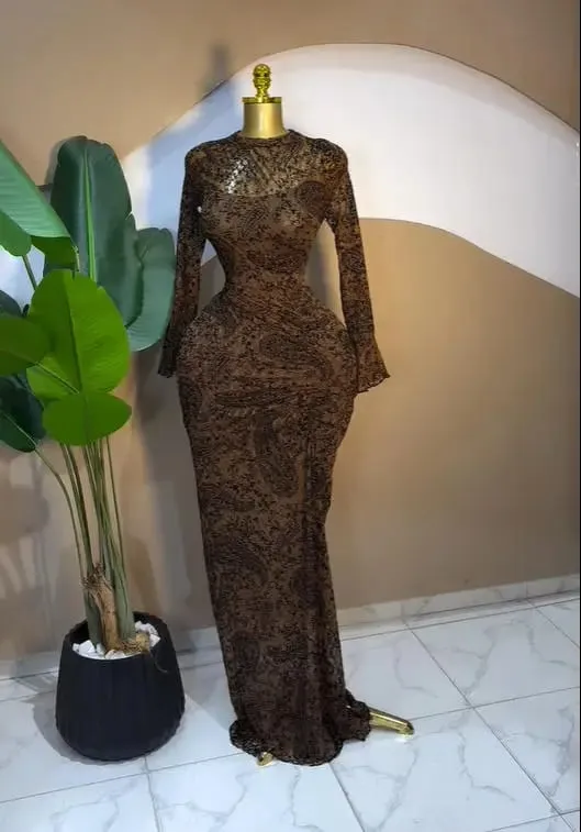 CM.YAYA Women Long Sleeve Stacked Mesh See Though with Lining Bodycon Long Dress 2025 Autumn Evening Birthday Sexy Party Dresses — image 14
