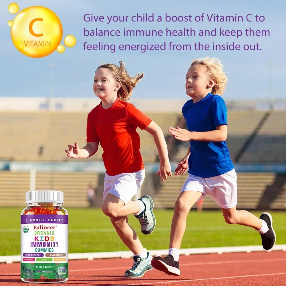 Organics Immunity Gummies for Kids with Vitamin C Zinc Elder Berry Extract Antioxidant & Overall Wellness Non-GMO Gluten Free — image 5