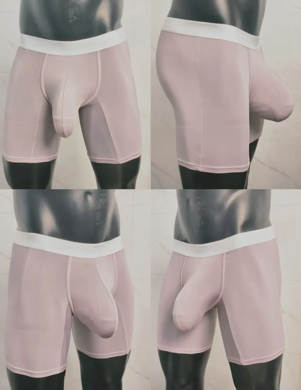 Men Ice Silk Boxer Briefs Deep U Convex Pouch Breathable Cool Quick Dry Sports Running Underwear Anti Chafe Seamless Underpants