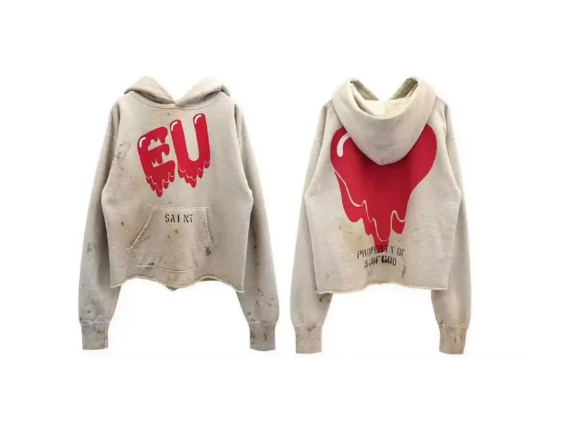 24FW SAINT Vintage Angel Printed Distressed Women Men Hooded Sweatshirt Hoodies Oversized Men Casual Cotton Pullover Hoodie