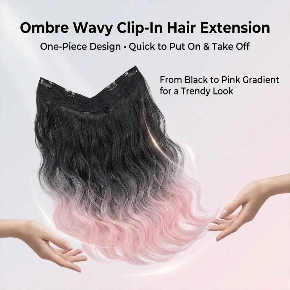 V-shaped One-Piece Synthetic 4 Clip In Hair Extensions Long Straight Hairstyle Hairpiece Colour 55CM Natural Fake Hair — image 2