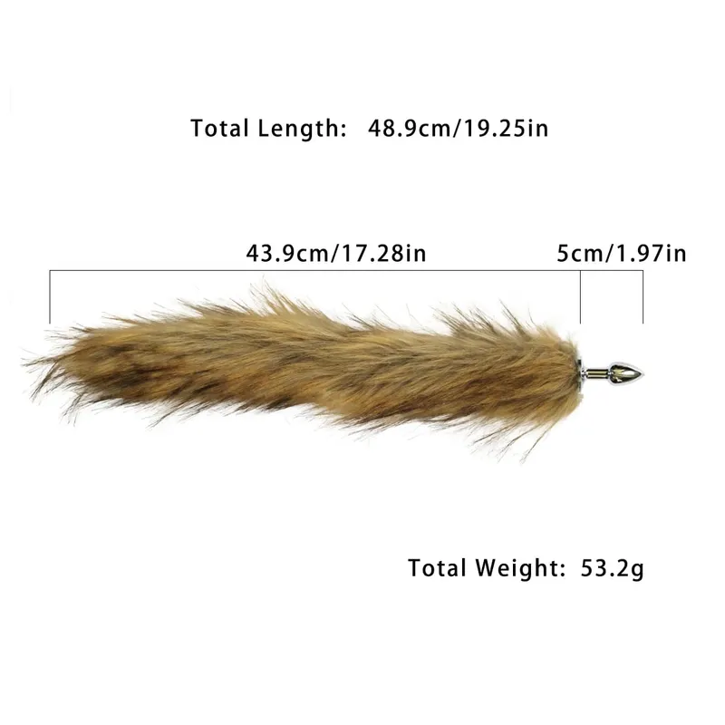 Metal Anal Plug with Long Fluffy Tail – Fox Tail Butt Plug for Cosplay Role Play BDSM Adult Toy — image 9