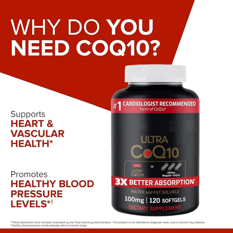 Ultra CoQ10 100 mg gélules 3x meilleure absorption antioxydant pour la santé cardiaque et l'énergie Coenzyme Q10 vitamines et suppléments