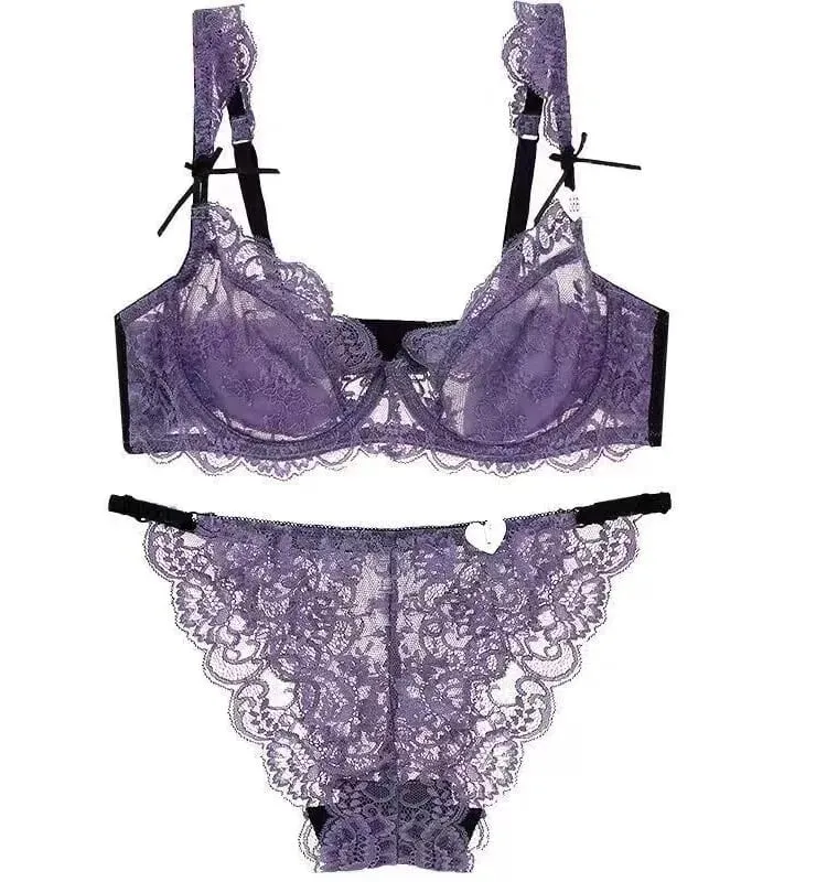 Lace Minimizer Bra for Women Ultra Thin Sponge Free Wirefree Full Coverage Big Breasts Look Smaller Push Up Set BANERDANNI — image 3