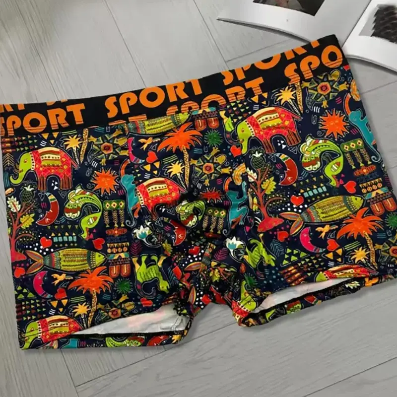 3 PCS Men's Straight-Front Underwear - Printed Design - Comfortable, Fashionable, Trendy - Men's Underwear Set — image 2