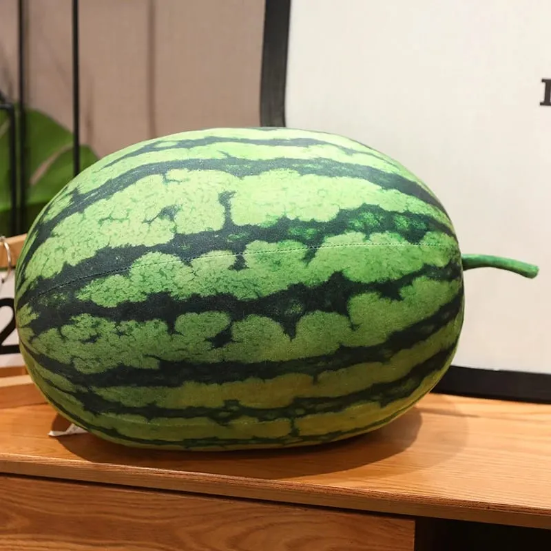 3D Simulated Watermelon Hug Pillow Round Long Watermelon Soft Plush Toys Fruit Sofa Cushion Suitable For Home Kids Gifts