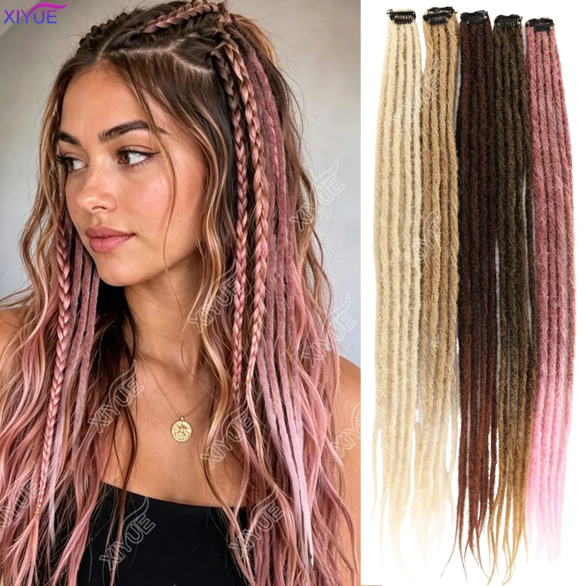 24 Inch Synthetic BB Clip Dreadlock Hair Extensions Dreadlock Extensions Hip-hop Ombre Hair Extensions African Tribe Style XY — image 2