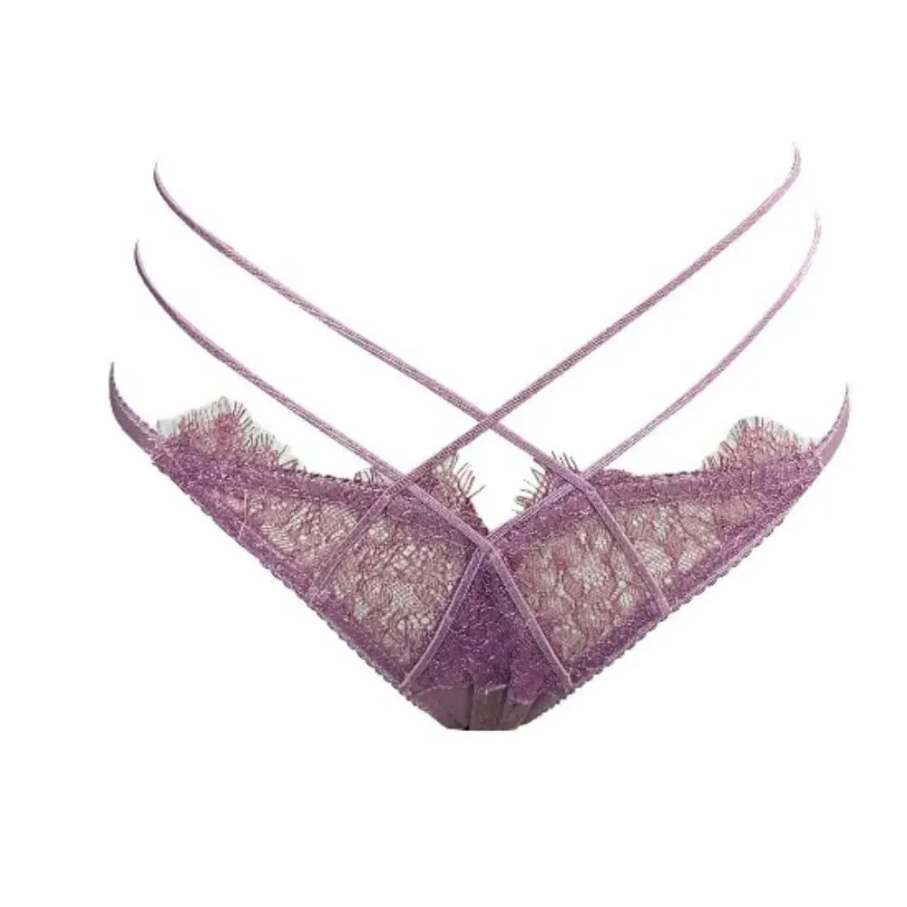 Pháp Ren Thêu Dây Đeo Chéo Bộ Đồ Lót Ren Lưới Push Up Bra Quần Rỗng Gợi Cảm Nữ Thân Mật Quần Lót Phù Hợp Với S-XL Đảng khi Mặc — image 2