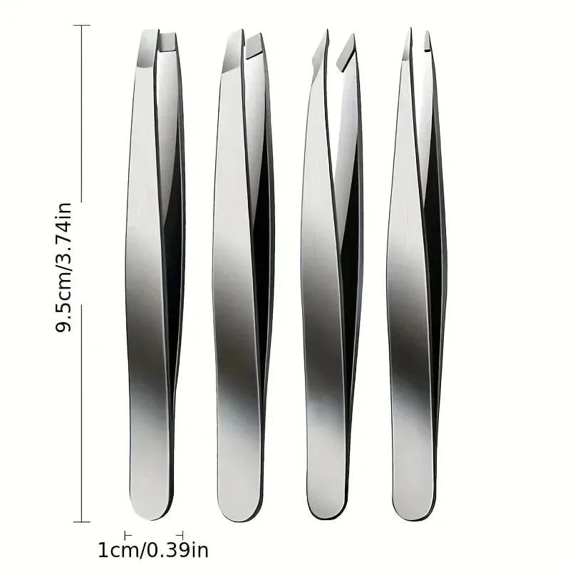 4pcs Set Professional Tweezers Set Perfect For Eyebrow Hair Removal Splinter Very Effortless and Relaxed to Remove for women — image 3