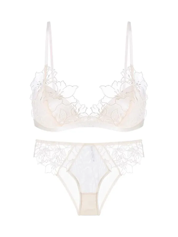  Elegant French Lace Bralette Wireless Triangle Cup No Underwire Thin Straps Small Bust Women Comfort Lingerie Set BANERDANNI — image 6
