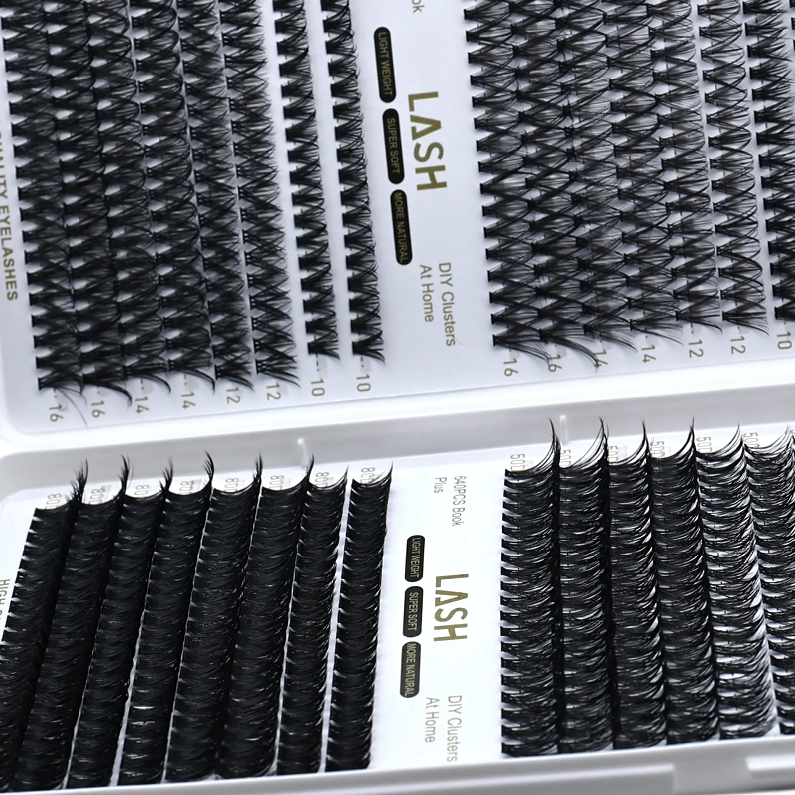 DIY Lash Cluster Book 640Pcs 30D‑80D Mixed Density D Curl 10‑16mm Mixed Length Individual Eyelash Clusters Home Eye Makeup Tool