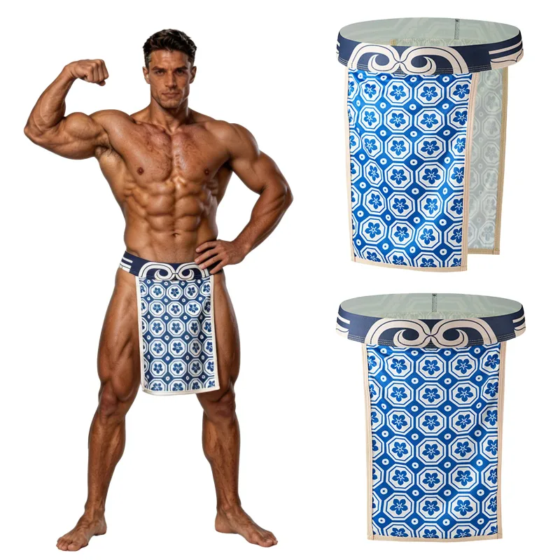 Male Mens Japanese Sumo Loincloth Briefs Traditional Printed Pattern Fundoshi Style Underwear Panties for Performance Nightclub — image 4