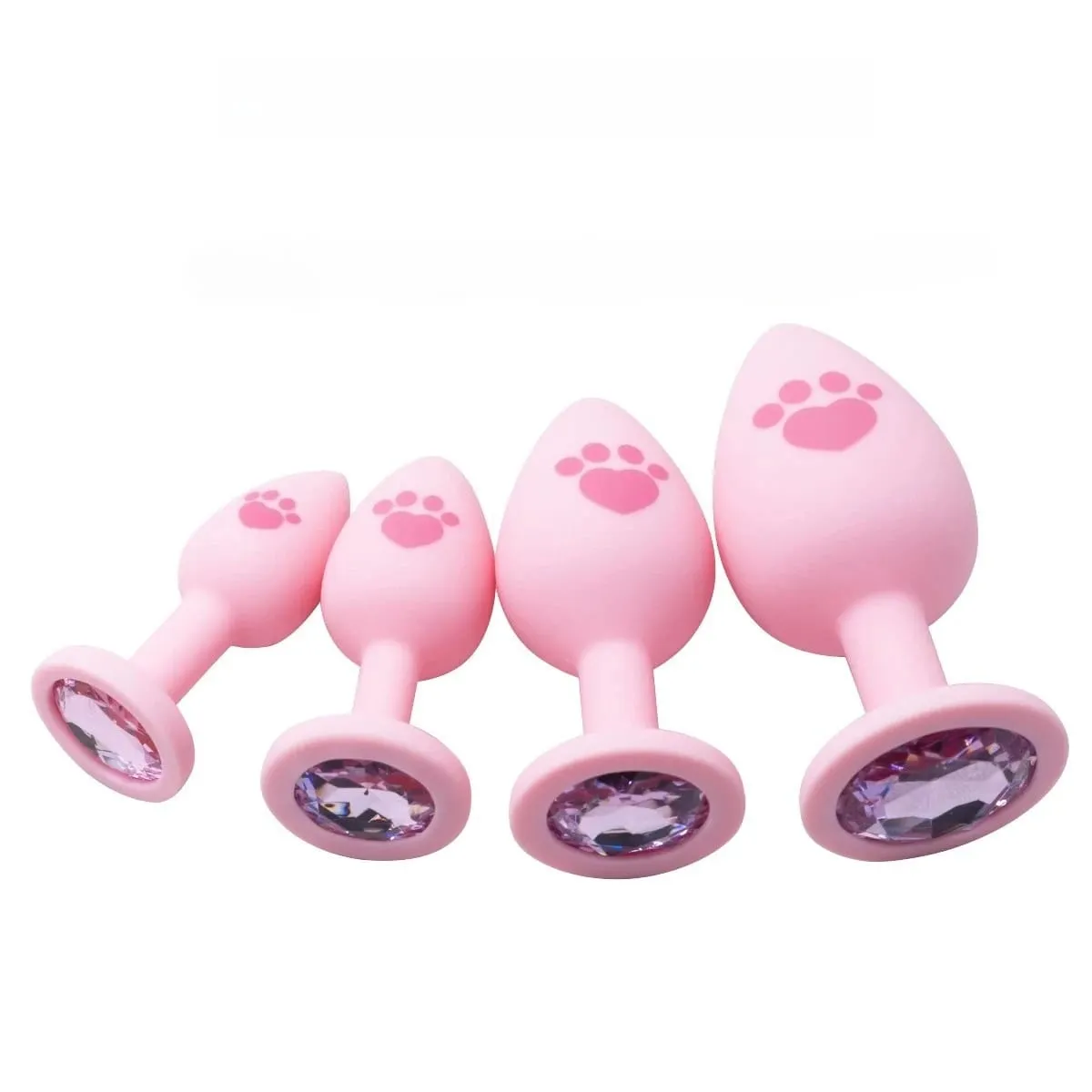 New 4 Sizes Cat Paw Silicone Anal Plug Pink Butt Plug Crystal Base Anus Dilator Expander Sex Toys For Woman Men Prostate Massage