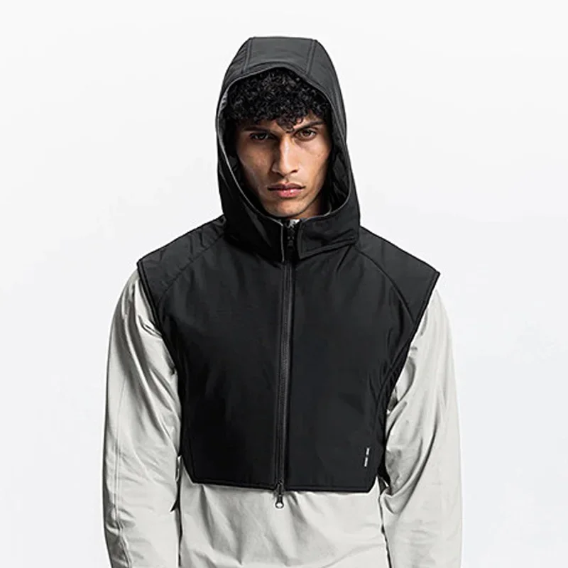 Men's Waterproof Reflective Hooded Vest Sleeveless Running Jacket Gym Outdoor, Breathable Windbreaker Night Training Sportswear