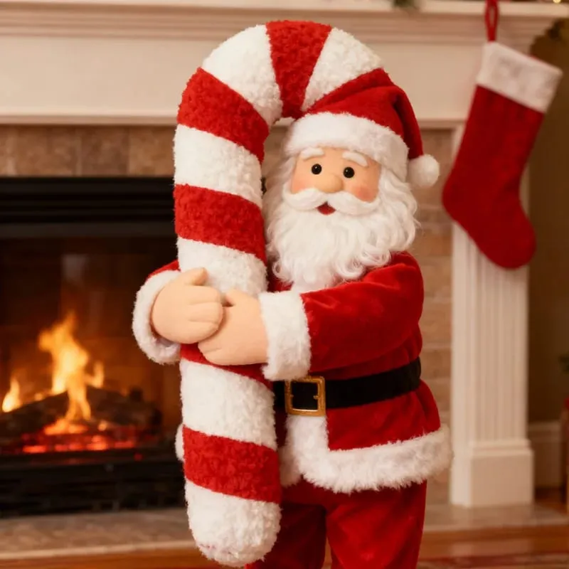 Exquisite Christmas Crutch Plush Toys Christmas Festive Atmosphere Soft Decoration Decorative Ornaments Festival Gift For Friend — image 5