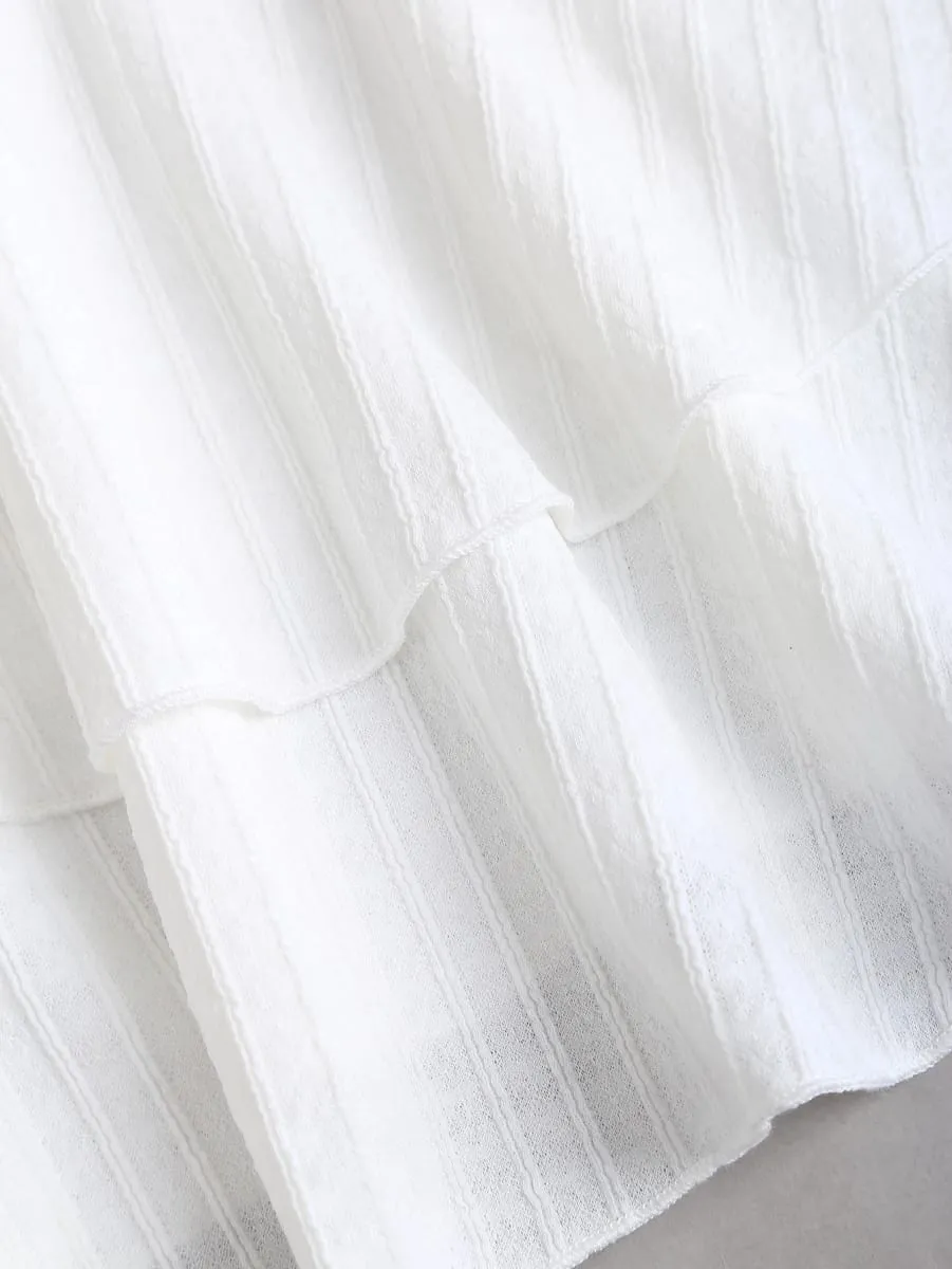 White Halter Neck Mini Dress Women's Ruffled Starfish Embellished Summer Casual Evening Gown — image 6