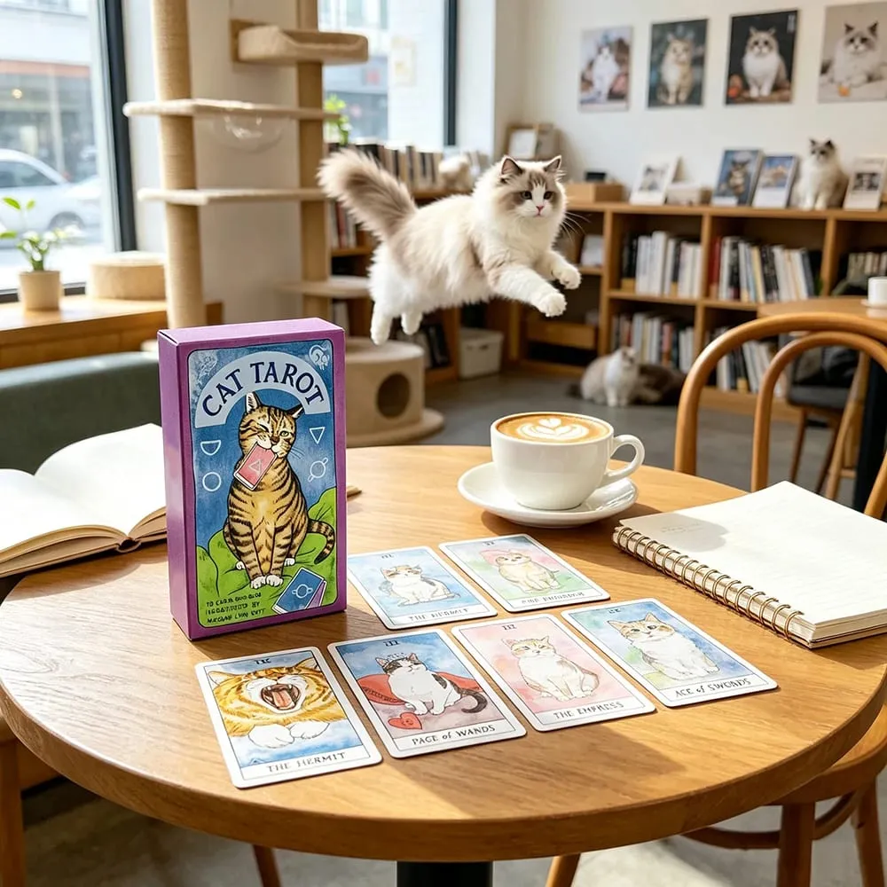 Cat Tarot Cards 78‑Pcs Cute Cat Design Tarot Cards Set Fortune‑Telling Divination Tarot Deck for Beginners and Cat Lovers — image 3