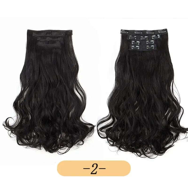 Synthetic 16Inch 11Clips Long Curly Hair Extension Heat Resistant Hair Extension Clips In Ombre Black Brown Blond Women — image 8