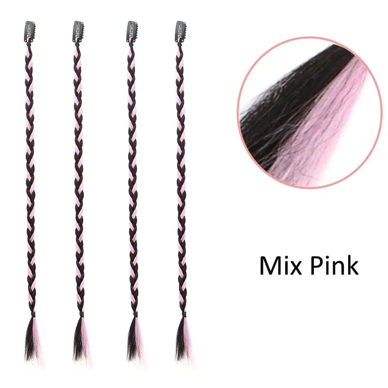 4pcs 20"Long Synthetic Clip-In Box Braid Hairpiece Extension Boho Hairstyle High-Temperature Fiber Daily Costume Party K-POP — image 9