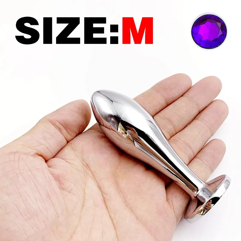 1Pcs Metal Drop Anal Plug with Three Sizes Jewel Base G-Point Massage Adult Pleasure Sex Toy for Sexual Wellness — image 8