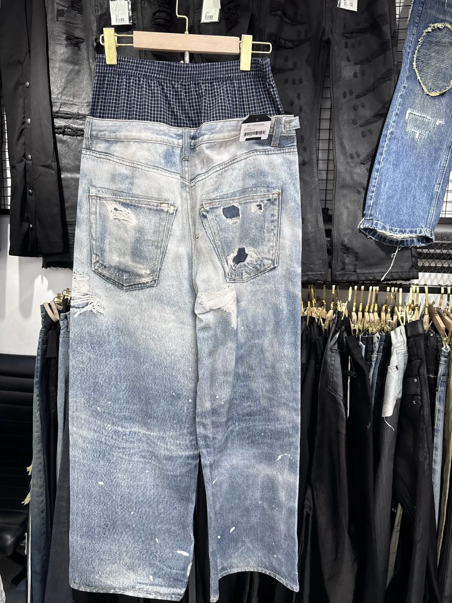 Fake Two-Piece Jean Double Waist 3D Printed Jeans ZJ164 — image 5