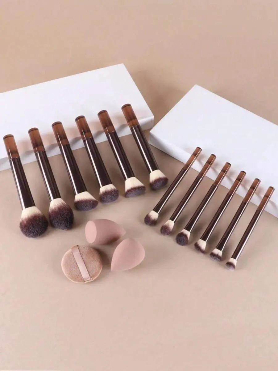 15Pcs Makeup Brushes Set Soft Face Eye Cosmetic Brushes With Beauty Sponge Powder Puff Complete Makeup Tool Kit — image 4