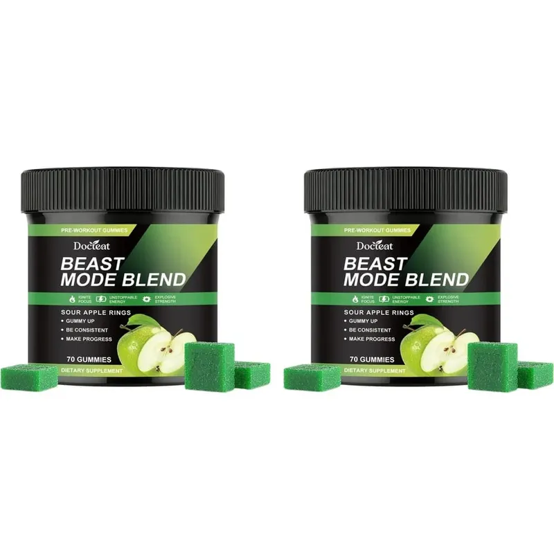 Docteat Beast Mode Blend Pre Workout Gummies Energifokus & uthållighet Stöd för styrketräning och aktiva gym dagar 70 Count — image 8