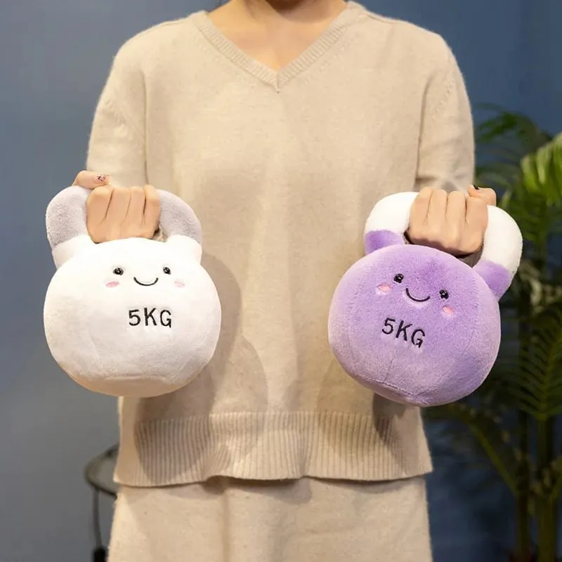 20/23cm Cute Kettle-bell Dumbbell Plush Pillow Stuffed Smiling Face Fitness Sports Equipment Plushie Home Decor Men Gift — image 4