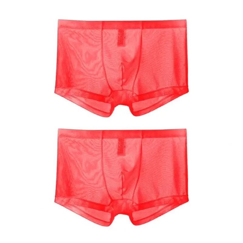 Boxer trasparenti da uomo vedono attraverso le mutande maschili sexy mesh a vita bassa seta ghiacciata sottile raffreddamento mutandine da uomo intimo da uomo — image 24
