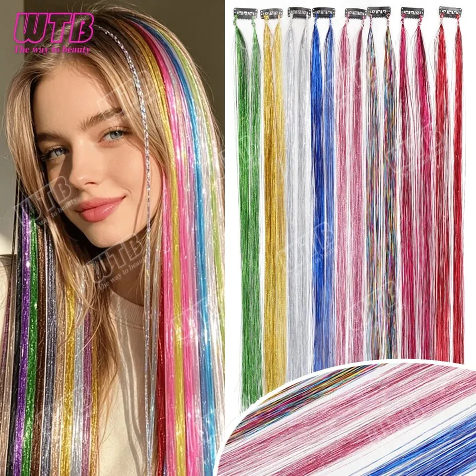 Multi-Color Glitter Synthetic Hair Extension Wig BB Clip Style Suitable for Women and Girls to Wear During Holidays and Events — image 2
