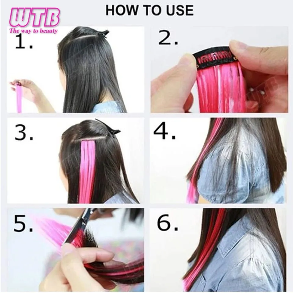 10Pcs Colored Synthetic Extension Wigs BB Clip Style Straight Hair Extensions Suitable for Women to Wear at Holidays and Parties