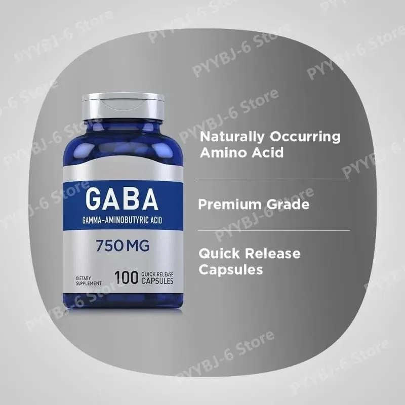 750mg Gamma-Aminobutyric Acid 100 Quick Release Capsules Non-GMO & Gluten Free Dietary Supplement for adult — image 4