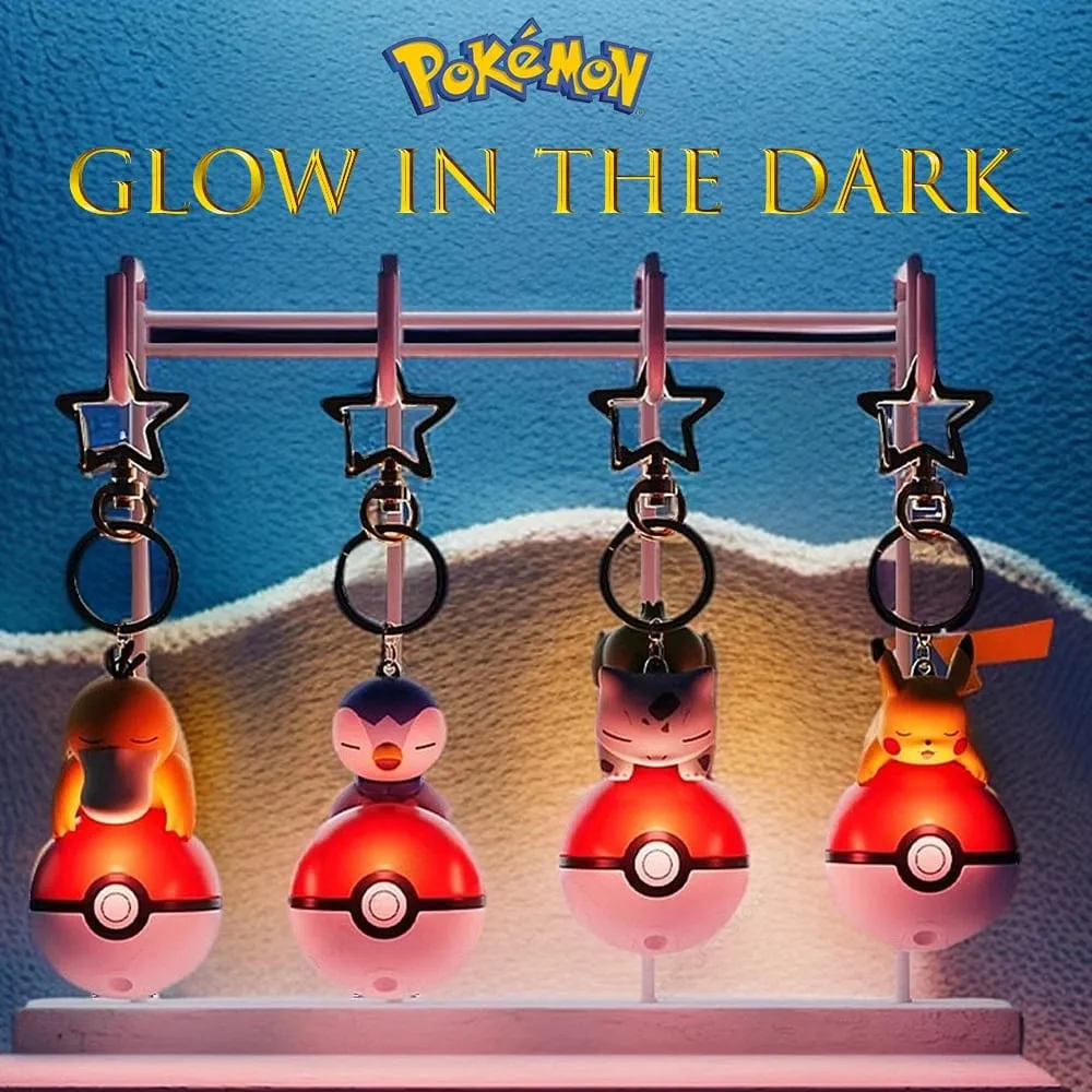 Pokemon bonito brilhante série charme pokeball chaveiro modelo boneca pikachu piplup bulbasaur figura de ação dos desenhos animados saco acessório presente