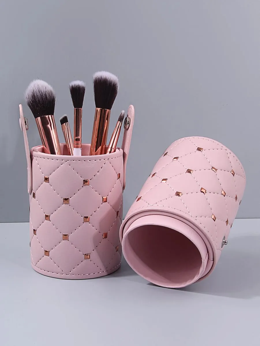 Rivet Cosmetic Storage Bags Waterproof Makeup Brushes Case Women Bag Portable Travel Brush Holder Pen Case Box — image 5