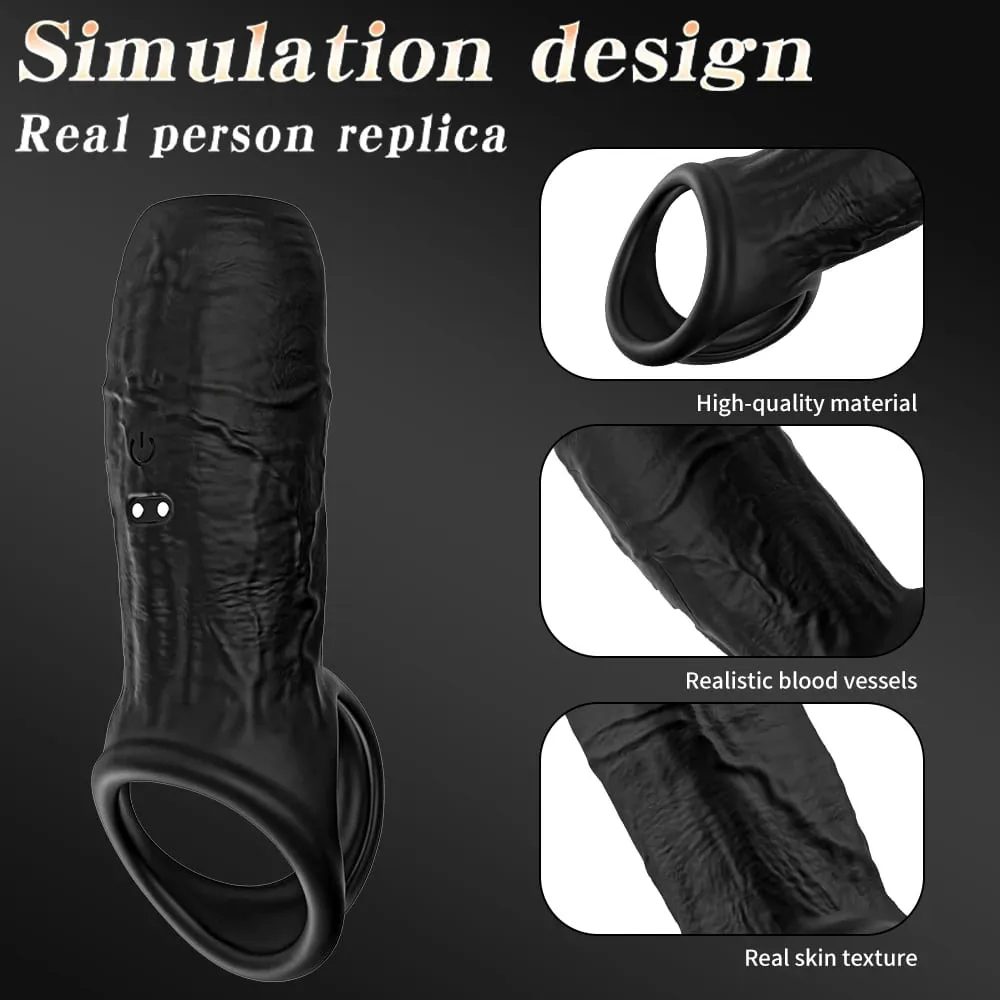 Vibrating Penis Sleeve Cock Ring Penis Ring Vibrator Penis Extender G Spot Stimulation Male Couples Adult Sex Toys for Men — image 6