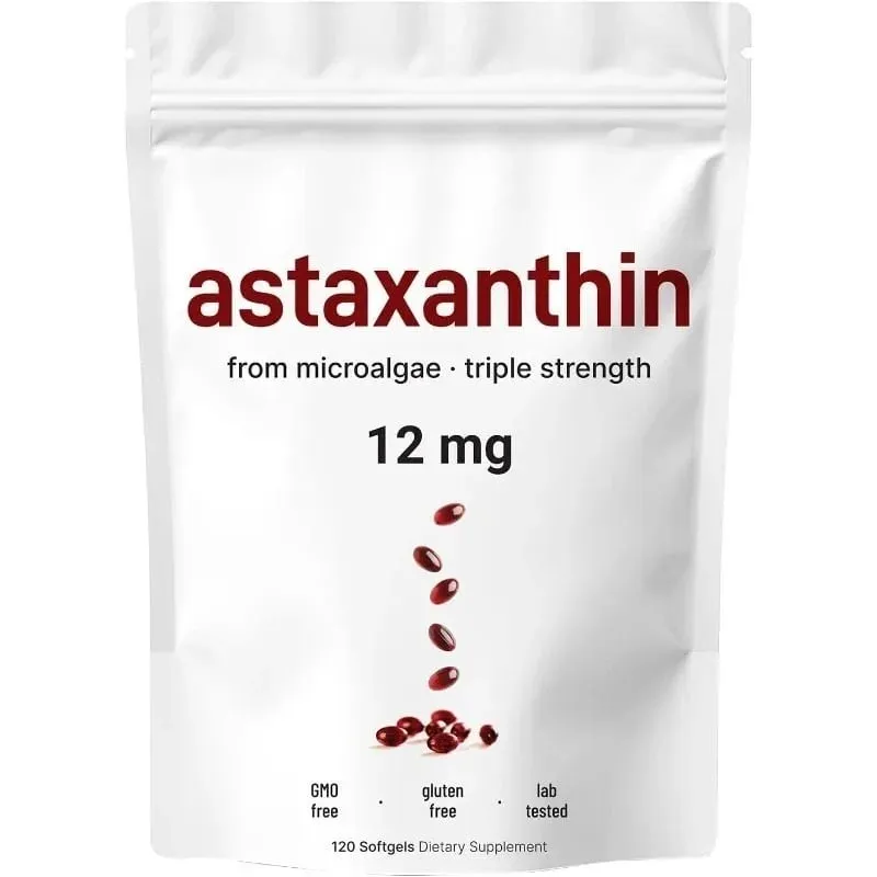 Astaxanthin 12mg Softgels with Oil From Plant-Based Microalgae with Oil Dietary Supplement 120 Pieces