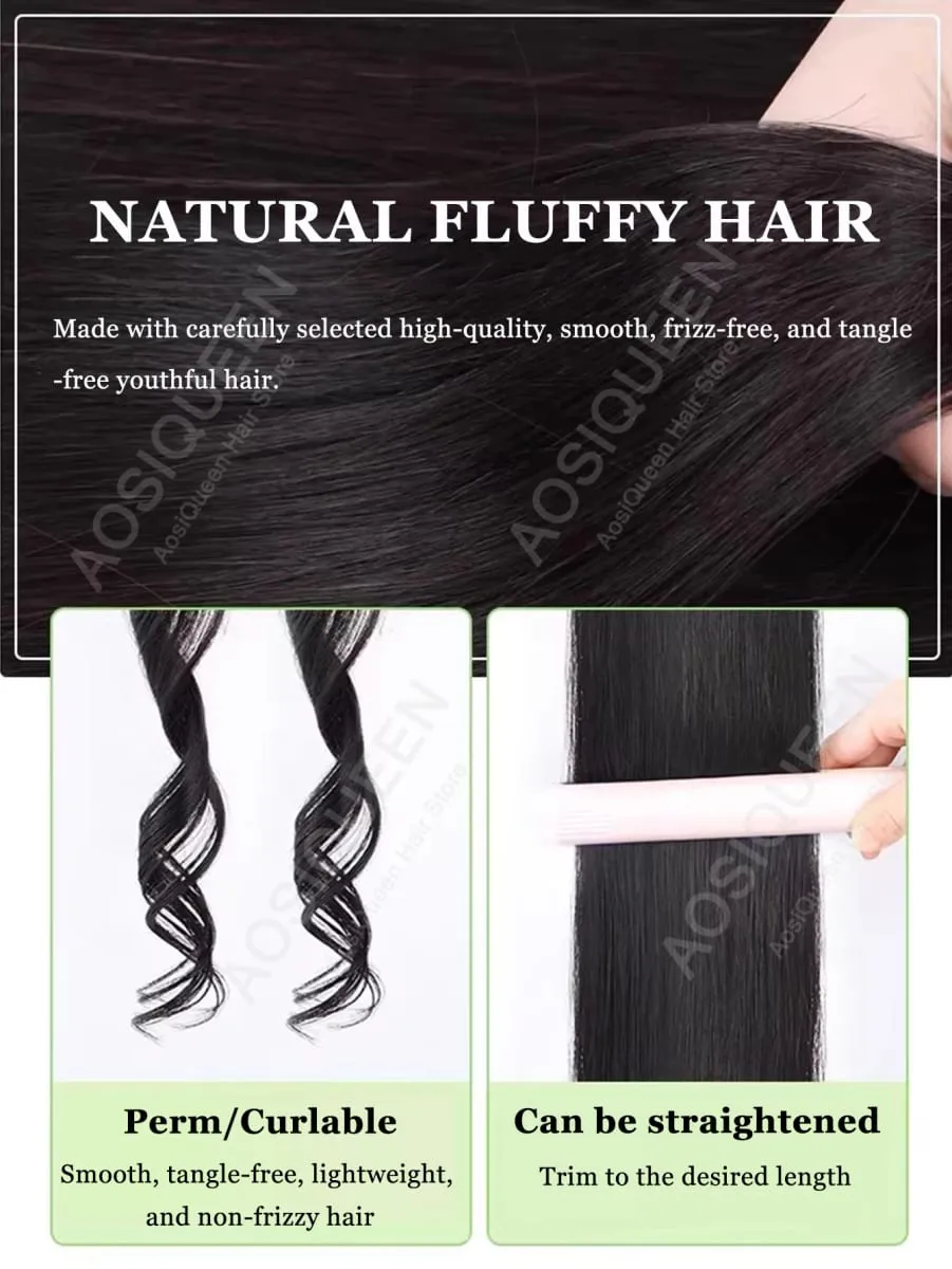 5pcs/Set Hair 1Clips Hair Extensions For Women 24Inches Long Straight Synthetic Fiber Wigs Suitable For Daily And Party Occasion — image 7