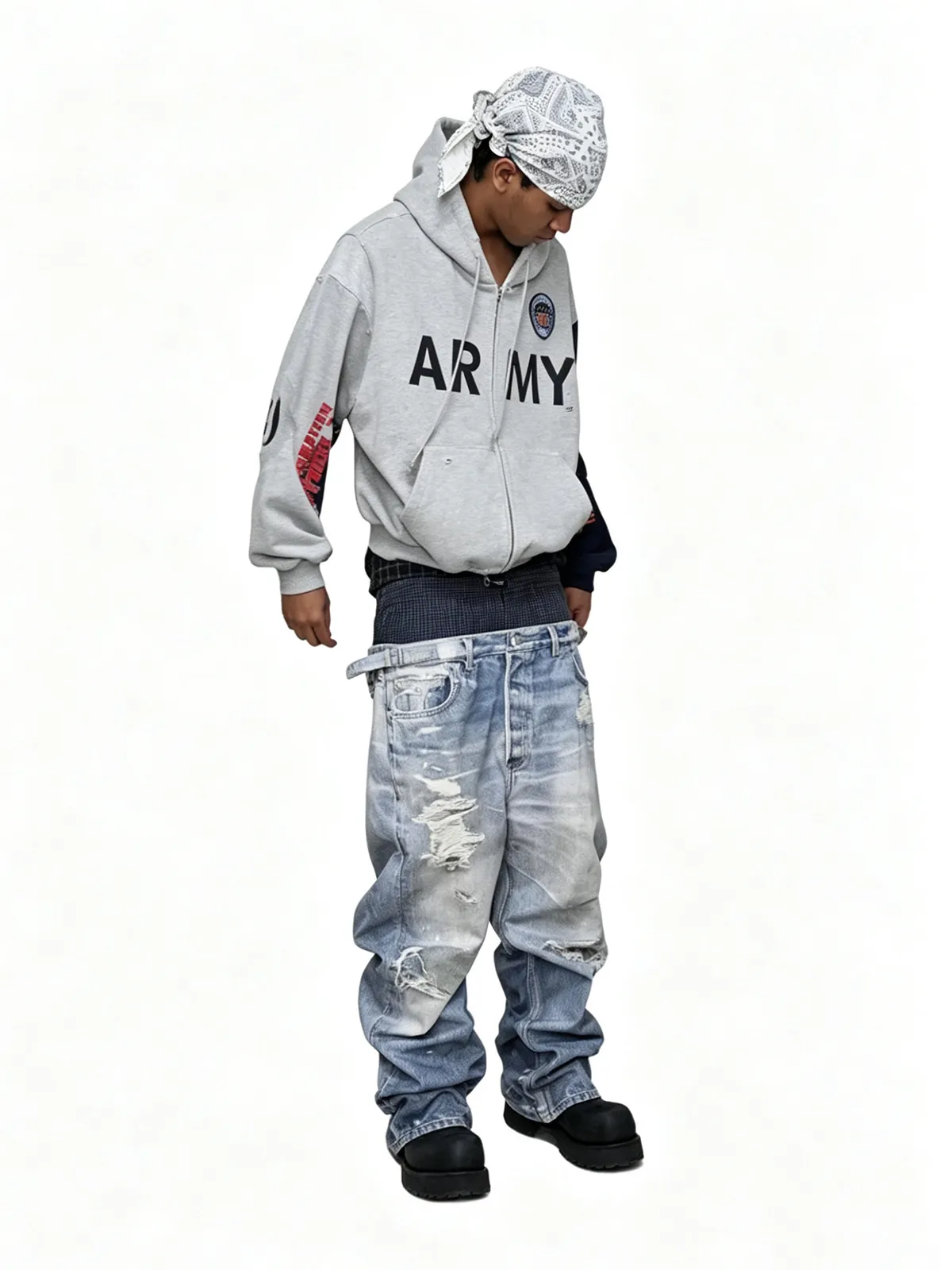Fake Two-Piece Jean Double Waist 3D Printed Jeans ZJ164 — image 7