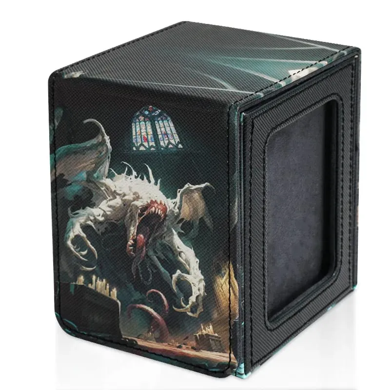 Card Deck Box for Pattern Print Cards with Display Window Hold 100+ Double-Sleeved Cards PU Leather Card Box Fits TCG Cards — image 6