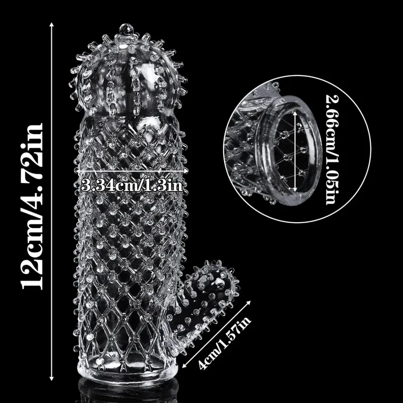 Reusable Tranaparent Penis Sleeve Enlargement Delay Ejaculation Soft TPE Dragon Scales Clear Cock Sleeve Adult Sex Toys for Men — image 9