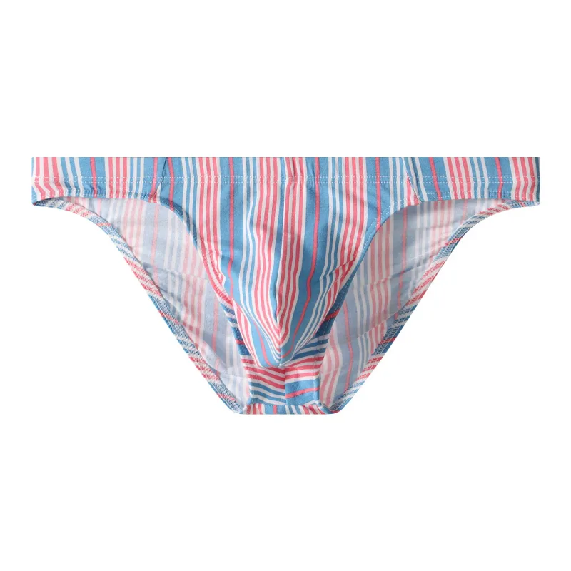 Sexy Men Briefs Cotton Male Breathable Comfortable U Bulge Pouch Underwear Mid Waist Striped Panties Hombre Soft Youth Undies