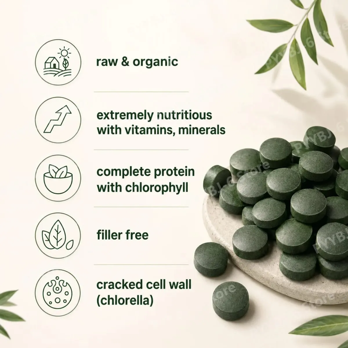 Organic Spirulina Chlorella Tablets 3000mg 720 Count Superfood Blend with Vegan Protein Energy Immunity Digestive Support