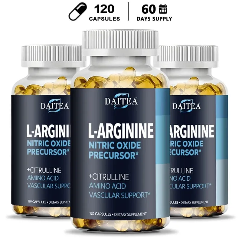 Daitea L-Arginine Supplement - For energy strength and endurance support during exercise | Muscle Mass Non-GMO