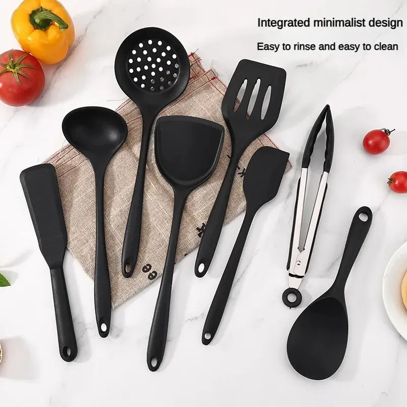 1/10PCS Food-Grade Silicone Kitchen Tools Set Heat-Resistant Slotted Spoon for Non-Stick Cookware & Hot Pot Multi-Use Strainer