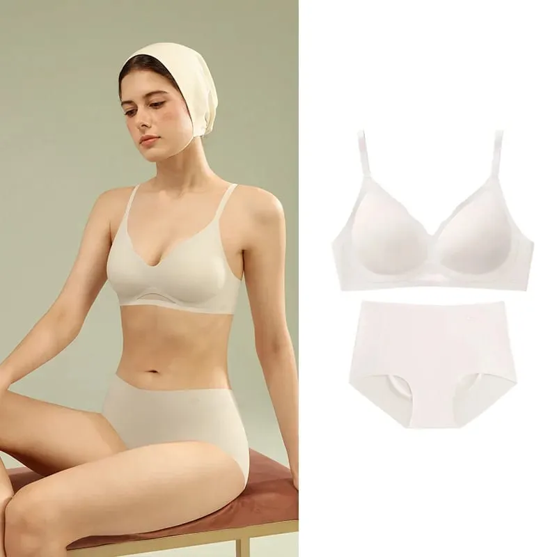 Bra Sets for Women Sexy Two Piece Lingerie Push Up Seamless Wireless Smooth Breathable Bra and Panty Brief Set MX225+N176