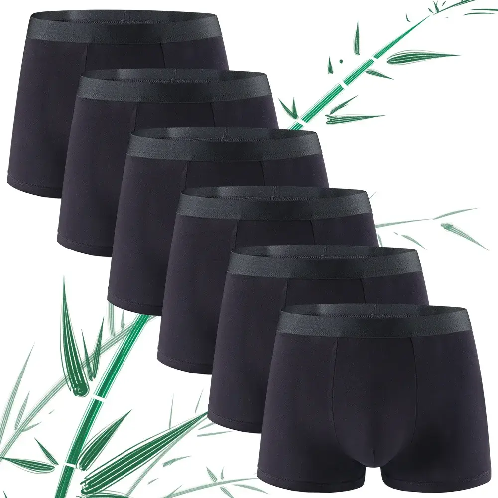 6pcs/set Bamboo Fiber Men Underwear Solid Color Men Boxer Briefs High Quality Men Panties Soft Breathable Plus Size Men Shorts