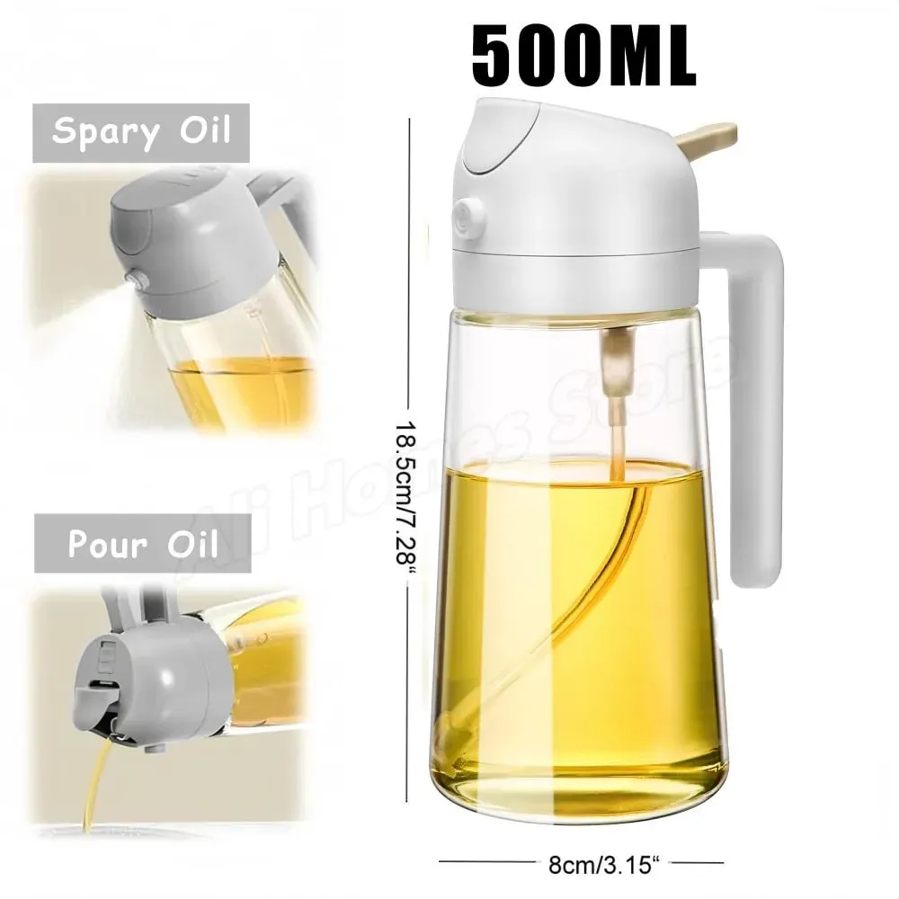 500ML 2-in-1 Dual Use Plastic Olive Oil Sprayer Dispenser Spray Pour Bottle Vinegar Mister Air Fryer BBQ Salad Kitchen Tools — image 16
