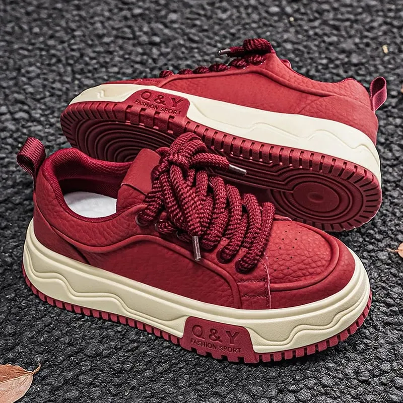 Men's Height Increasing Thick Sole Platform Shoes Fashion Leather Casual Skateboard Sneakers Streetwear — image 6