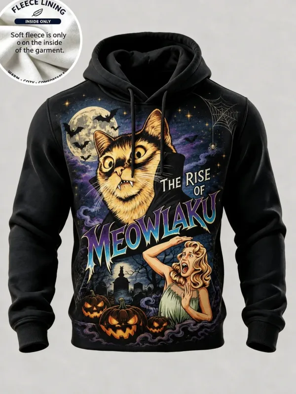 3D Halloween Fleece Hoodie Pumpkin Scarecrow Skeleton Kid Moon Graveyard Pullover Long Sleeve Kangaroo Pocket Sweatshirt — image 5
